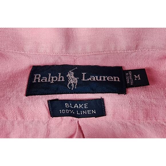 Polo Ralph Lauren Men's Medium Blake Linen Button Down Shirt Pink Nice! - Picture 3 of 5